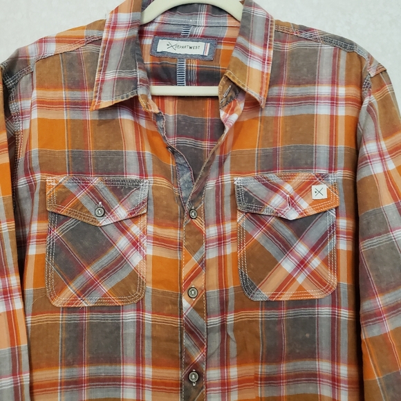NEW ..W-DEPART WEST...PLAID LONG SLEEVE BUTTON UP SHIRT...SIZE:L - Picture 3 of 9